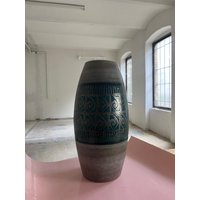 Bodenvase 248-50 Petrol Grau Von Scheurich West Germany von FrauWunderwald