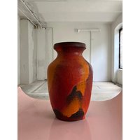 Vase 7312-30 Fat Lava Orange Rot Von Carstens Keramik West Germany von FrauWunderwald