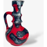 70Er Jahre Jopeko Fat Lava Vase Rot Schwarz von FrauvonMuecke