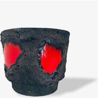 Großer 70S Fat Lava Blumentopf Schwarz Rot von FrauvonMuecke