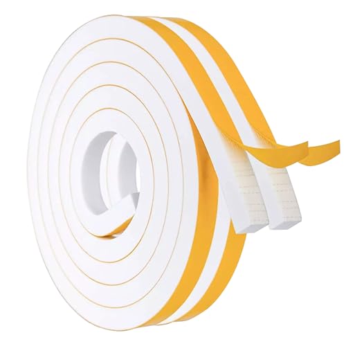 Door Weather Strip, Foam Seal Tape, 16Ft Adhesive Insulation with Soundproofing Barrier Design, Draft Stopper Solution for Home Window Shower Garage Windshield RV Frame Car Glass, White von Fravsiu