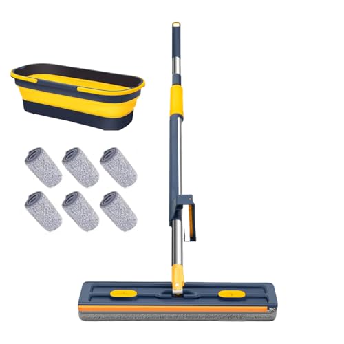Flacher Wischmopp - Nass- und Trockenbodenwaschwerkzeug - Großer 360° drehbarer Flachmopp für Zuhause, Wohnzimmer, Schlafzimmer, Teppich, Fliesen, Hartholz, Küche, Garage, Wohnung, Schlafsaal von Fravsiu