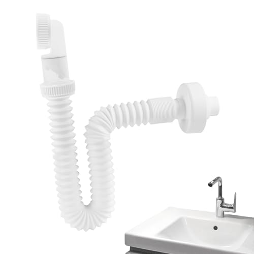 Flexibles Abflussrohr für Spüle,360° Verstellbarer Geruchsverschluss - 360° Drehbarer Waschbeckensiphon Für Dusche, Waschbecken, Schiffsanwendungen, Küche, Bad, von Fravsiu