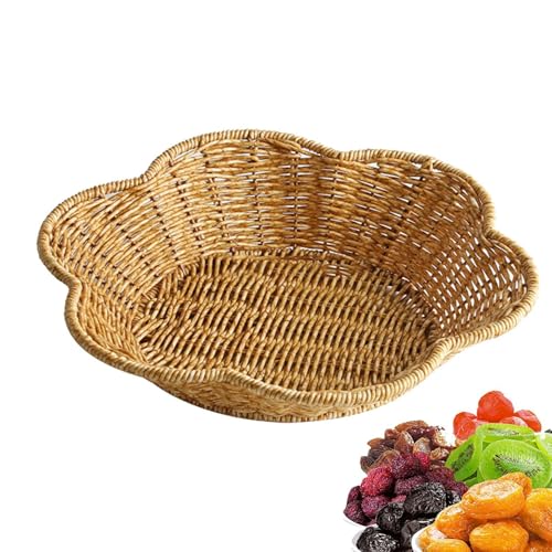 Fravsiu Serviertablett mit gewelltem Rand, Serviertablett für Lebensmittel, geschwungenes Snacktablett aus Muschel, gewelltes gewebtes Tablett, Tisch-Serviertablett von Fravsiu