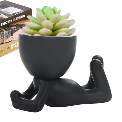 Kopf für Zimmerpflanzen, kleine Keramiktöpfe für Zimmerpflanzen mit Drainage, schöne menschliche Form, moderner dekorativer Übertopf für Blumen, Pflanzen, Kakteen, Bonsai von Fravsiu
