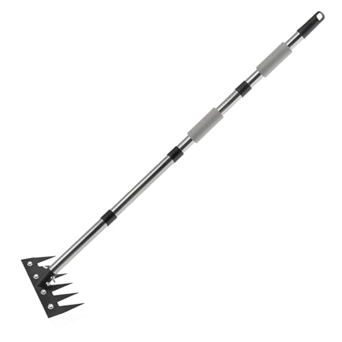 Langiger Unkrautstecher | Robuster Eisen Unkrautrechen mit langem - Teleskop Lange Ergonomic Unkrautzieher Zum Boden Lockern Gartenbeet Rasen Reinigen von Fravsiu