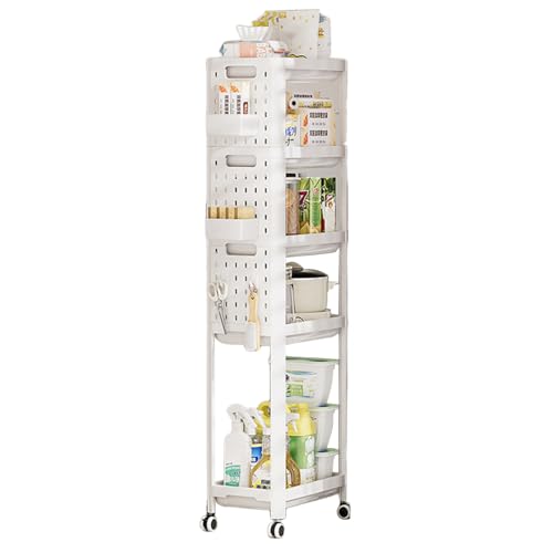 Rolling Utility Cart, Multi-Tier Storage Organizer, Space Saving Shelf with Wheels, Mobile Compact Carrier for Kitchen Supplies Bathroom Items Workplace Pantry Retail Display 41,33 x 50,78 Zoll von Fravsiu