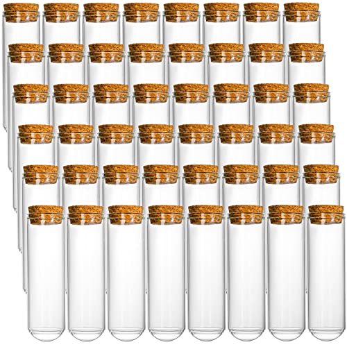 Frcctre 48 Stück 50 ml Glas-Reagenzgläser mit Korkstopfen, 30 x 100 mm, transparente, runde Unterseite, Glas-Reagenzgläser für wissenschaftliche Experimente, Badesalz und Pflanzenanzuchtbehälter von Frcctre
