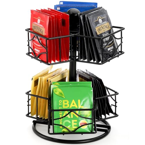 Frcctre Teebeutel-Organizer, 360 Grad Teebeutel, drehendes Karussell-Organizer mit 6 Fächern, Lazy Susan Sugar Coffee Creamer Caddy für Küche, Schrank-Organizer, bis zu 60 Teebeutel Aufbewahrung Frcctre Teebeutel-Organizer, 360 Grad Teebeutel, drehendes Karussell-Organizer mit 6 Fächern, Lazy Susan Sugar Coffee Creamer Caddy für Küche, Schrank-Organizer, bis zu 60 Teebeutel Aufbewahrung von Frcctre