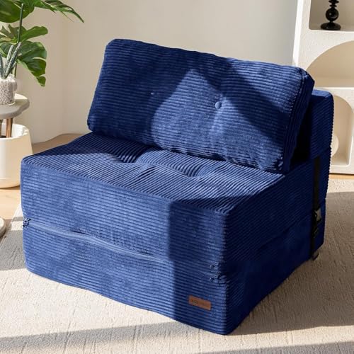 Faltbare Schlafsofa Mit Memory Schaum Kissen, Umwandelbarer Kompressionssofa-Sesse, Einteiliges Schaumstoffgefülltes Kompressionssofa, Für Wohnzimmer Schlafzimmer Wohnheim, Salon Blue Faltbare Schlafsofa Mit Memory Schaum Kissen, Umwandelbarer Kompressionssofa-Sesse, Einteiliges Schaumstoffgefülltes Kompressionssofa, Für Wohnzimmer Schlafzimmer Wohnheim, Salon Blue von Frcychri