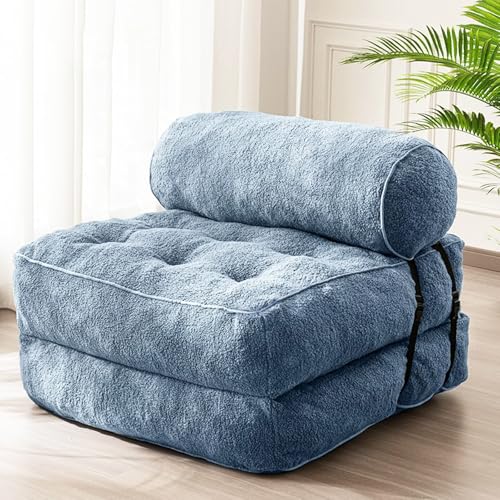 Faltbare Schlafsofa Mit Memory Schaum Kissen, Umwandelbarer Kompressionssofa-Sesse, Einteiliges Schaumstoffgefülltes Kompressionssofa, Für Wohnzimmer Schlafzimmer Wohnheim, Salon Blue von Frcychri
