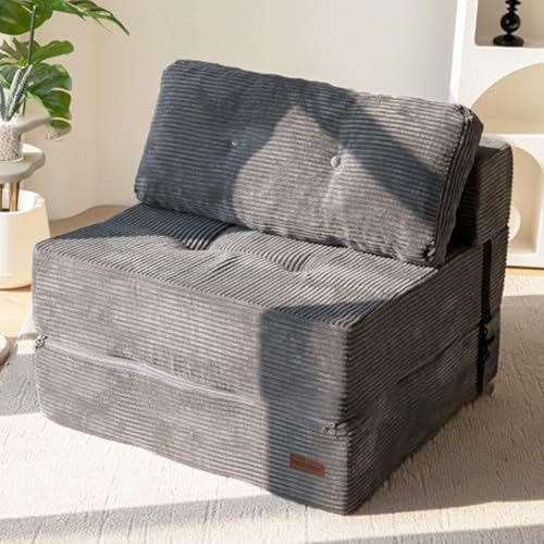 Faltbare Schlafsofa Mit Memory Schaum Kissen, Umwandelbarer Kompressionssofa-Sesse, Einteiliges Schaumstoffgefülltes Kompressionssofa, Für Wohnzimmer Schlafzimmer Wohnheim, Salon Grey von Frcychri
