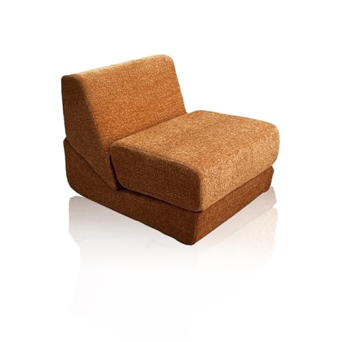 Faltbare Schlafsofa Mit Memory Schaum Kissen, Umwandelbarer Kompressionssofa-Sesse, Einteiliges Schaumstoffgefülltes Kompressionssofa, Für Wohnzimmer Schlafzimmer Wohnheim, Salon Orange von Frcychri