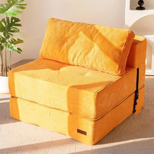 Faltbare Schlafsofa Mit Memory Schaum Kissen, Umwandelbarer Kompressionssofa-Sesse, Einteiliges Schaumstoffgefülltes Kompressionssofa, Für Wohnzimmer Schlafzimmer Wohnheim, Salon Orange von Frcychri