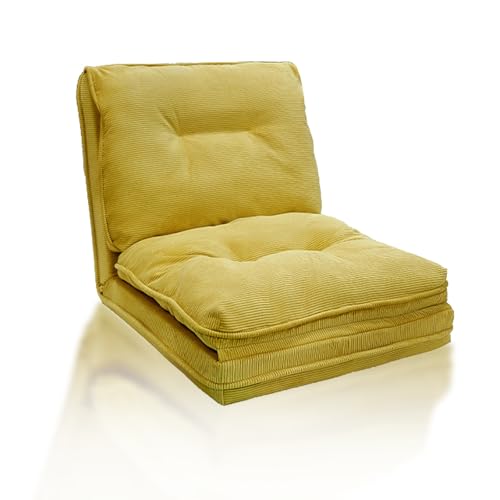 Faltbare Schlafsofa Mit Memory Schaum Kissen, Umwandelbarer Kompressionssofa-Sesse, Einteiliges Schaumstoffgefülltes Kompressionssofa, Für Wohnzimmer Schlafzimmer Wohnheim, Salon Yellow von Frcychri