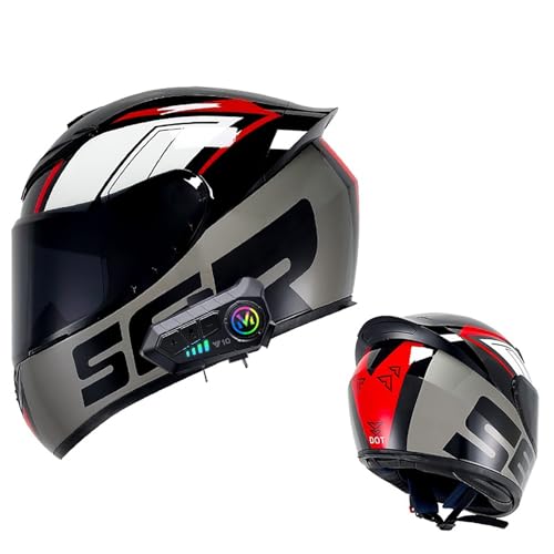 Frcychri Casco Da Moto Bluetooth, Omologato DOT/ECE Prese D'aria E Visiera Antigraffio, Con Doppia Visiera, Adulti Uomo Donna,Casco Da Moto Uomo/Donna F,Large Frcychri Casco Da Moto Bluetooth, Omologato DOT/ECE Prese D'aria E Visiera Antigraffio, Con Doppia Visiera, Adulti Uomo Donna,Casco Da Moto Uomo/Donna F,Large von Frcychri