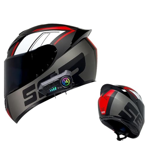 Frcychri Casco Da Moto Bluetooth, Omologato DOT/ECE Prese D'aria E Visiera Antigraffio, Con Doppia Visiera, Adulti Uomo Donna,Casco Da Moto Uomo/Donna G,Small Frcychri Casco Da Moto Bluetooth, Omologato DOT/ECE Prese D'aria E Visiera Antigraffio, Con Doppia Visiera, Adulti Uomo Donna,Casco Da Moto Uomo/Donna G,Small von Frcychri