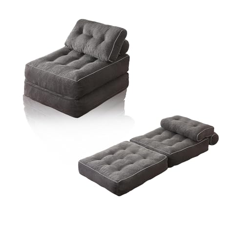 Frcychri ​​Faltbares Schlafsofa Mit Schaumstofffüllung​​Zwei-In-Eins Kompressionssofa Zum Bett Umwandelbar, Waschbarer Bezug, Ergonomische Stütze Für Wohnzimmer Grey von Frcychri