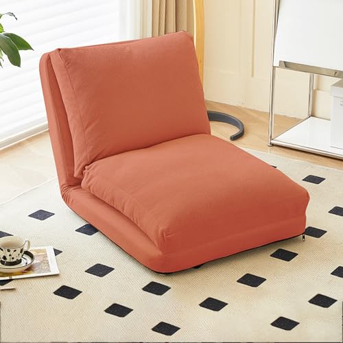 Frcychri Kompressibles Faltsofa, Verwandelt Sich In Einzelbett Und Sitzliege, Schaumstoff-Füllung Mit Kopfkissen, Rückenstütze, Für Wohnzimmer, Schlafzimmer, Kleine Räume Orange von Frcychri