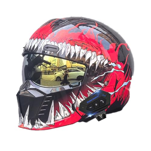 Frcychri Modulare Helme Bluetooth, Jet Helm Mit Abnehmbarem Kinnschutz, Mit Sonnenvisier, Für Unisex-Adult, Straße Fahrrad Kreuzer Roller DOT ECE Genehmigt Z,X-Large von Frcychri
