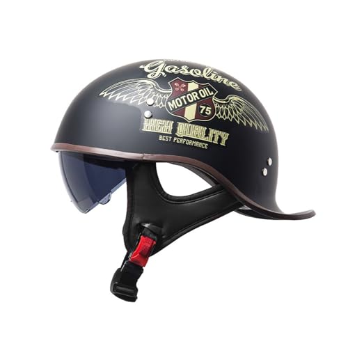 Halbschalenhelm Mit ECE, Halbhelme Retro Motorrad Helm Mit Visier, Halbschalenhelm Herren, Für Erwachsene Männer Und Frauen Cruiser Moped Scooter A,Medium Halbschalenhelm Mit ECE, Halbhelme Retro Motorrad Helm Mit Visier, Halbschalenhelm Herren, Für Erwachsene Männer Und Frauen Cruiser Moped Scooter A,Medium von Frcychri