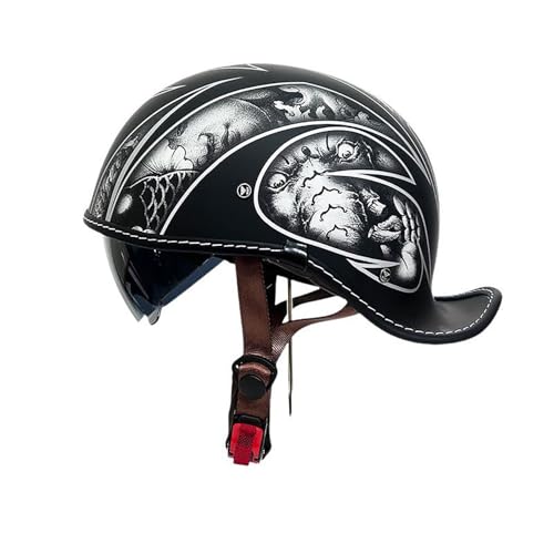 Halbschalenhelm Mit ECE, Halbhelme Retro Motorrad Helm Mit Visier, Halbschalenhelm Herren, Für Erwachsene Männer Und Frauen Cruiser Moped Scooter H,X-Large Halbschalenhelm Mit ECE, Halbhelme Retro Motorrad Helm Mit Visier, Halbschalenhelm Herren, Für Erwachsene Männer Und Frauen Cruiser Moped Scooter H,X-Large von Frcychri