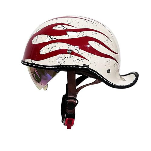 Halbschalenhelm Mit ECE, Halbhelme Retro Motorrad Helm Mit Visier, Halbschalenhelm Herren, Für Erwachsene Männer Und Frauen Cruiser Moped Scooter M,2X-Large von Frcychri
