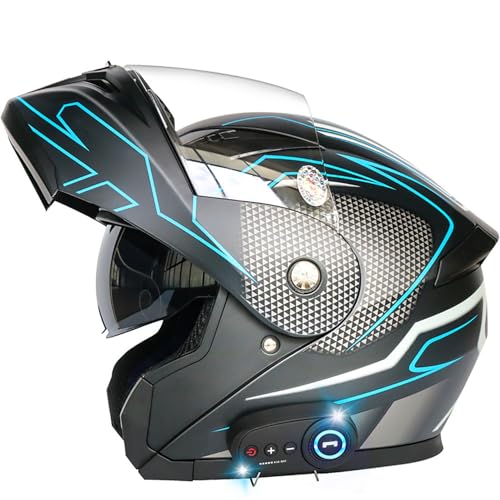 Klapphelm Mit Bluetooth, ECE-Zertifizierter Integralhelm Mit Doppelvisier, Hochfeste Schale, Atmungsaktiv Und Bequem, Für Erwachsene, Frauen Und Männer A,Large Klapphelm Mit Bluetooth, ECE-Zertifizierter Integralhelm Mit Doppelvisier, Hochfeste Schale, Atmungsaktiv Und Bequem, Für Erwachsene, Frauen Und Männer A,Large von Frcychri