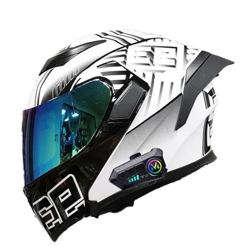 Klapphelm Mit Bluetooth, Modularer Helm ECE-Zertifizierter, Moped-Rollerhelm, Für Erwachsene, Männer, Frauen, Motorräder F,LLarge Klapphelm Mit Bluetooth, Modularer Helm ECE-Zertifizierter, Moped-Rollerhelm, Für Erwachsene, Männer, Frauen, Motorräder F,LLarge von Frcychri