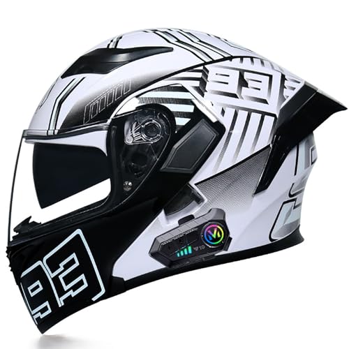 Klapphelm Mit Bluetooth, Modularer Helm ECE-Zertifizierter, Moped-Rollerhelm, Für Erwachsene, Männer, Frauen, Motorräder H,XX-Large von Frcychri