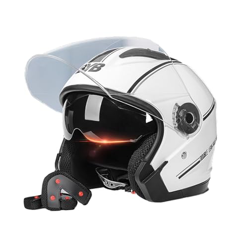Vintage Motorrad-Halbhelm, 3/4 Offener Motorradhel Mit Transparenter Sonnenschirm, ECE Zertifiziert, Open Face Helm Vintage Roller Helm Für Damen Herren C,X-Large Vintage Motorrad-Halbhelm, 3/4 Offener Motorradhel Mit Transparenter Sonnenschirm, ECE Zertifiziert, Open Face Helm Vintage Roller Helm Für Damen Herren C,X-Large von Frcychri