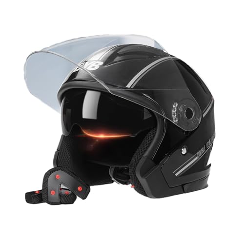 Vintage Motorrad-Halbhelm, 3/4 Offener Motorradhel Mit Transparenter Sonnenschirm, ECE Zertifiziert, Open Face Helm Vintage Roller Helm Für Damen Herren D,X-Large Vintage Motorrad-Halbhelm, 3/4 Offener Motorradhel Mit Transparenter Sonnenschirm, ECE Zertifiziert, Open Face Helm Vintage Roller Helm Für Damen Herren D,X-Large von Frcychri