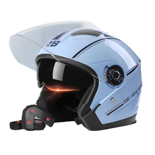 Vintage Motorrad-Halbhelm, 3/4 Offener Motorradhel Mit Transparenter Sonnenschirm, ECE Zertifiziert, Open Face Helm Vintage Roller Helm Für Damen Herren F,Large Vintage Motorrad-Halbhelm, 3/4 Offener Motorradhel Mit Transparenter Sonnenschirm, ECE Zertifiziert, Open Face Helm Vintage Roller Helm Für Damen Herren F,Large von Frcychri