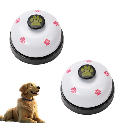 Frdelma Haustier Training Glocke,2 Stück Tischklingel Tischglocke Hundeglocke mit Pfotenabdruck für Töpfchenkommunikation und Sauberkeitstraining Intelligenz Trainingsglocken von Frdelma