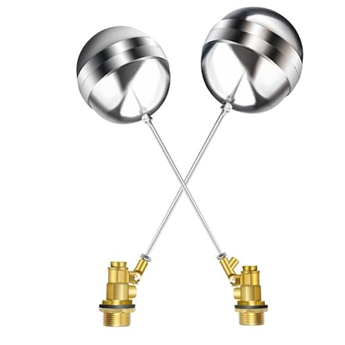 2PCS Float Valve, 1/2" or 3/4" Male Thread Stainless Steel Brass Floating Ball Valve Auto Fill Shut Off Water Sensor for Water Tank Pool Pond or Cistern (1/2 Inch) von Frdhee