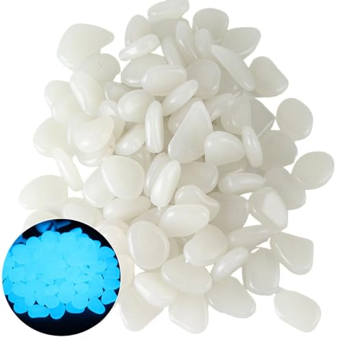 Frdun Garten Leuchtsteine Set weiß/dunkelblau künstliche fluoreszierende Leuchtsteine für Blumenbeet Aquarium Aquarium von Frdun
