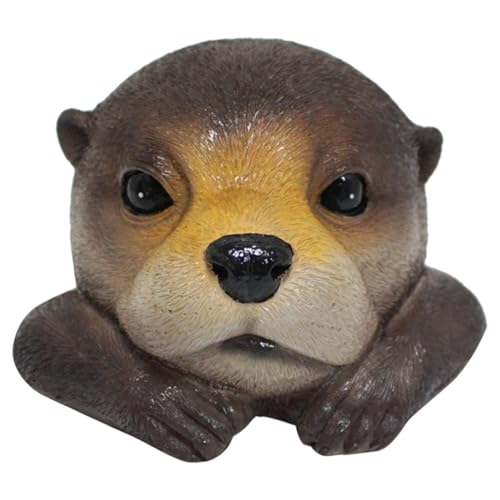 Frdun Teich schwimmender Otterkopf-Dekor, realistische Otter-Statue, schwimmende Tierdekoration, wetterbeständig, schwimmende Statue, Fischteich-Ornament für Gartenliebhaber von Frdun