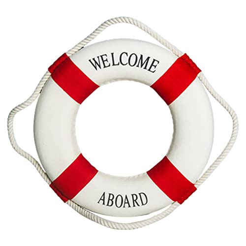 Frdun Welcome On Board Rettungsringe Dekor, kreative Bastelwandstatuen, Rettungsringe Boje Wand mediterraner Stil Lebensring Ornamente für Wohnzimmer Schlafzimmer Dekor von Frdun