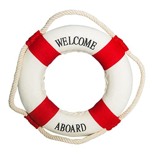 Frdun Welcome On Board Rettungsringe Dekor, kreative Bastelwandstatuen, Rettungsringe Boje Wand mediterraner Stil Lebensring Ornamente für Wohnzimmer Schlafzimmer Dekor von Frdun