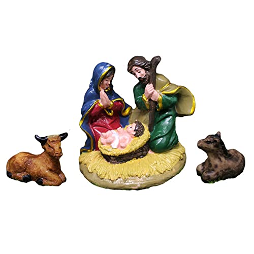 Weihnachtskrippe Figuren Baby Heilige Familie Jesus Maria Josef Harz Statuen für Zuhause Urlaub Weihnachtsdekoration von Frdun