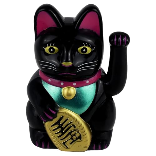 Freak Scene Glückskatze Maneki-Neko klassisch schwarz Solar 10,5cm Winkekatze Lucky cat von Freak Scene