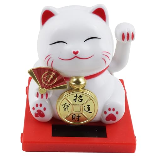 Freak Scene Glückskatze Mini Maneki-Neko Medaille weiß Solar 5cm Winkekatze Lucky cat von Freak Scene