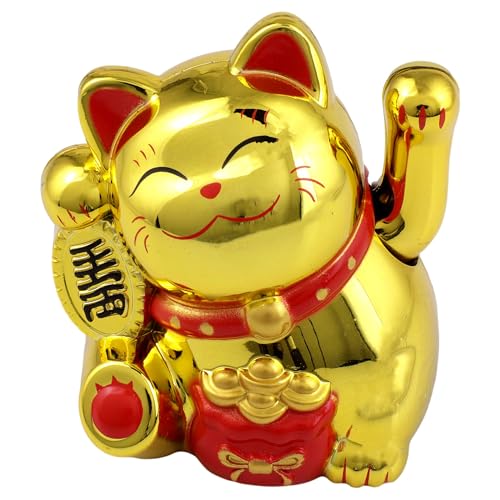 Freak Scene Glückskatze Mini Maneki-Neko Talisman Gold Solar 5cm Winkekatze Lucky cat von Freak Scene