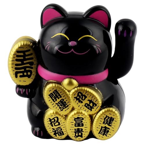 Freak Scene Glückskatze Mini Maneki-Neko Wohlstand schwarz Solar 5cm Winkekatze Lucky cat von Freak Scene