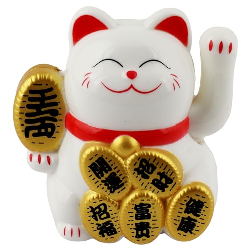 Freak Scene Glückskatze Mini Maneki-Neko Wohlstand weiß Solar 5cm Winkekatze Lucky cat von Freak Scene