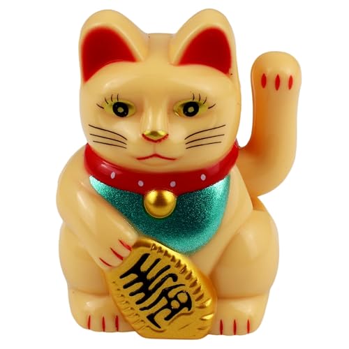 Freak Scene Glückskatze Mini Maneki-Neko klassisch beige Solar 5cm Winkekatze Lucky cat von Freak Scene
