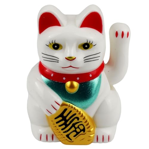 Freak Scene Glückskatze Mini Maneki-Neko klassisch weiß Solar 5cm Winkekatze Lucky cat von Freak Scene