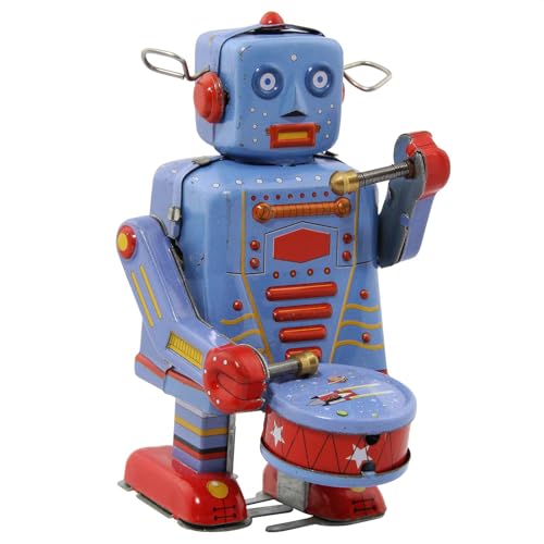 Freak Scene Roboter - Robot mit Trommel - blauerBlechroboter - Retro Blechspielzeug von Freak Scene