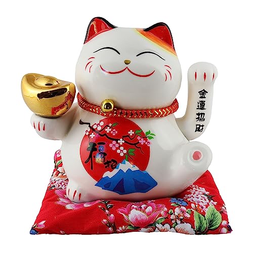 Freak Scene Glückskatze - Maneki-Neko - Winkekatze aus Porzellan 15,5 cm weiß - Maneki Neko 04 von Freak Scene