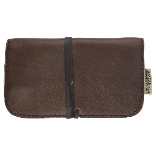Tabakbeutel Glattleder braun mit Band Tabaktasche Drehertasche von Freak Scene